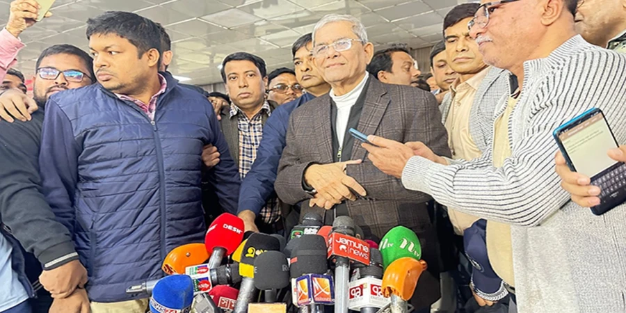 The BNP Secretary General spoke at Shahjalal International Airport. Photo: Collected.