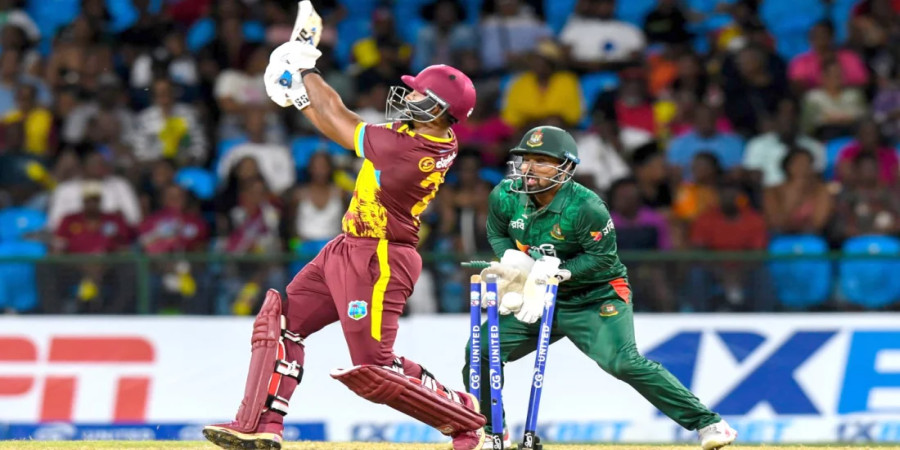 Pooran falls to Mehedi's bowling once again in the series. Photo: CWI