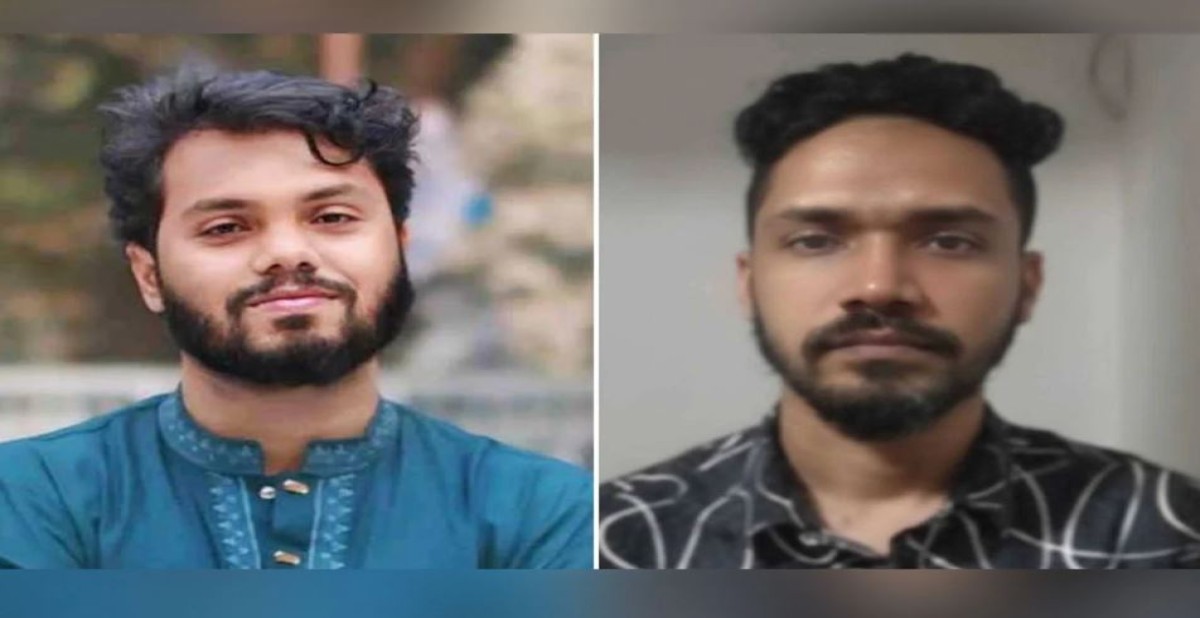 শহীদ শরিফ ওসমান বিন হাদি (বাঁয়ে) ও পলাতক আসামি ফয়সাল করিম।